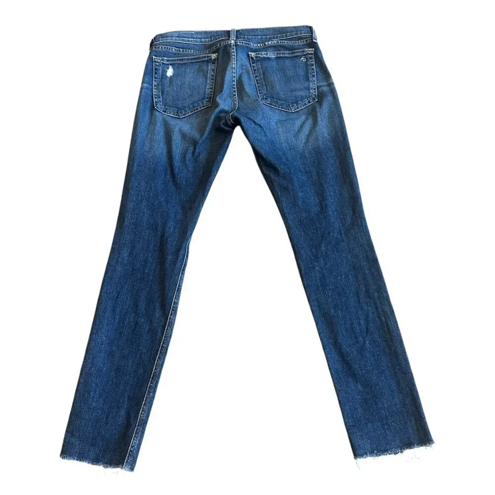 Rag & Bone Dre Skinny Jeans Mable Wash Denim Distressed Raw Hem Size 27 Women's